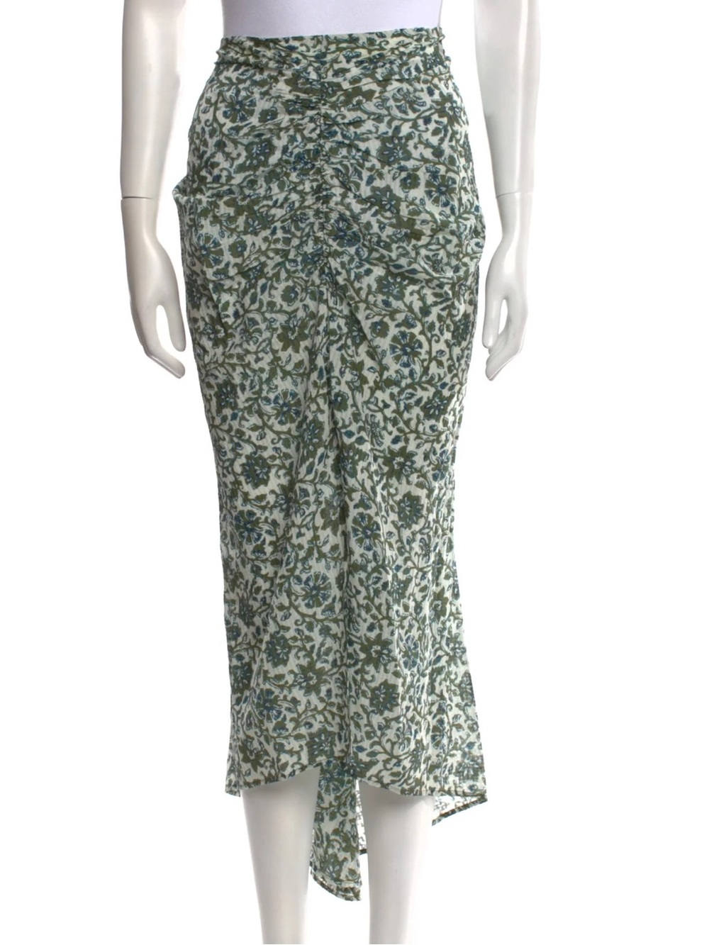 Veronica Beard Floral Ruched Midi Skirt - Women's Asymmetric Hem Sz 6